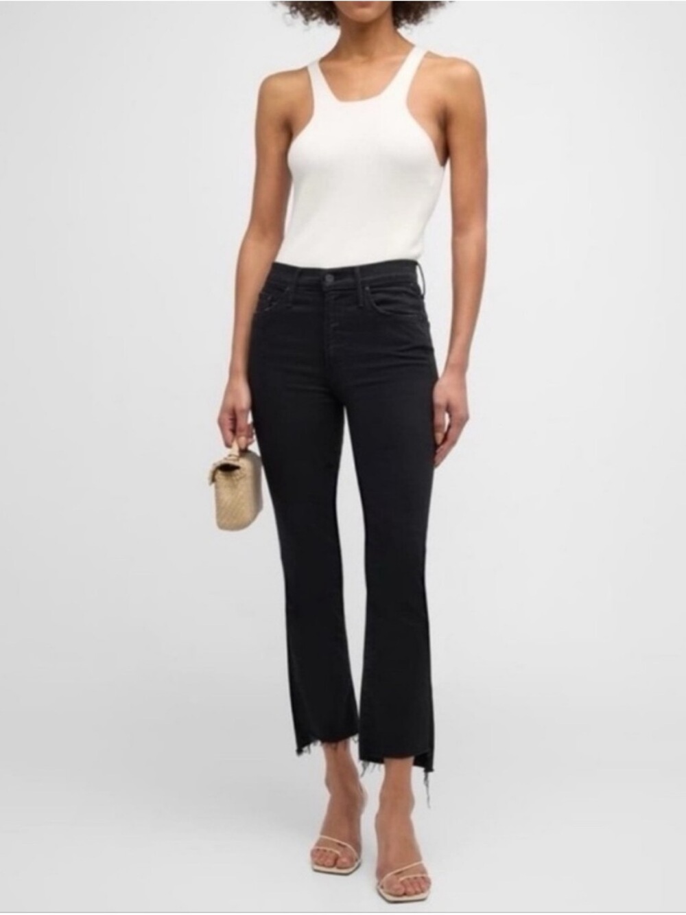 MOTHER insider crop step fray not guilty black denim raw hem size 27